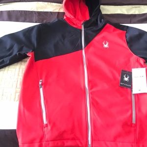 Mens Hooded SPYDER Jacket L Blk/Red